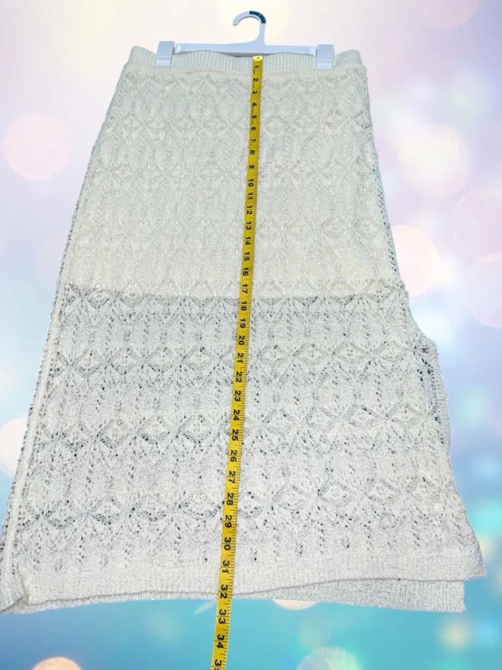 a new day Cream Lace Midi Pencil Skirt with Slit Size Large - Picture 7 of 7